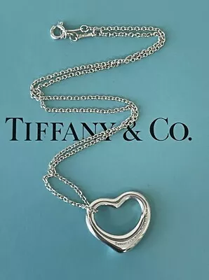 Tiffany & Co. Elsa Peretti  Open Heart Necklace Medium Pendant 16” Long • $51