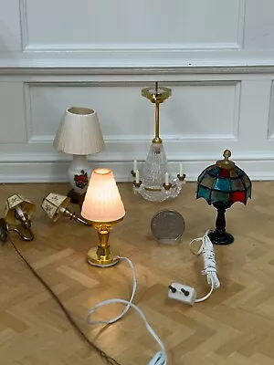 AS-IS-Dollhouse Miniature 6 Piece Lighting Lot Lamp Sconces--Vintage---ESTATE--- • $9.99