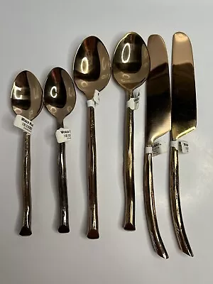 World Market/Cost Plus Twig Flatware Set Rose Gold Rustic NWT 6 Piece Set • $20