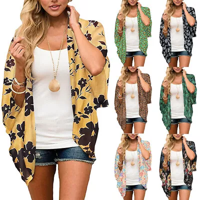 Womens Chiffon Bikini Cover Up Beach Swimwear Kimono Boho Sarong Kaftan Cardigan • $25.73