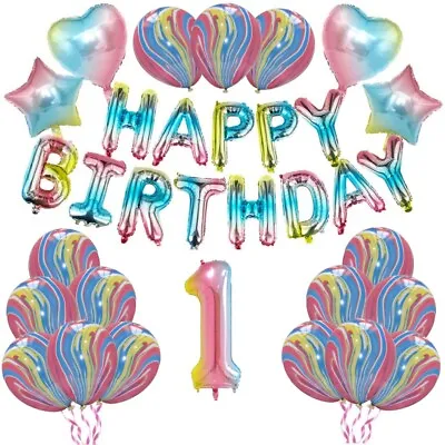 Large Birthday Balloons Banner Multi Gradient Colour 18th 21st 25th Number Party • £7.99