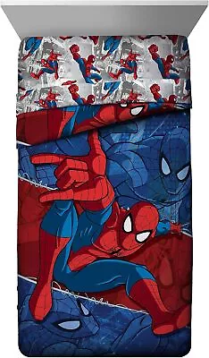 Marvel Spiderman Burst Twin Comforter - Super Soft Kids Reversible Bedding Featu • $57.19