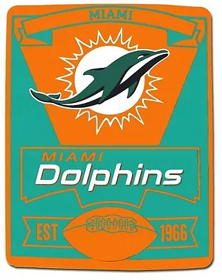 Miami Dolphins Marque Officially Licensed NFL Fleece Blanket 50x60 Throw Gift • $39.99