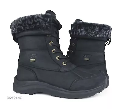 UGG Adirondack III Leopard Black Leather Fur Boots Womens Size 7.5 -NIB- • $166.20