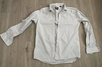 DKNY Grey Pinstripe Long Sleeve Shirt 42/ 16.5 Inch Slim Fit • £10