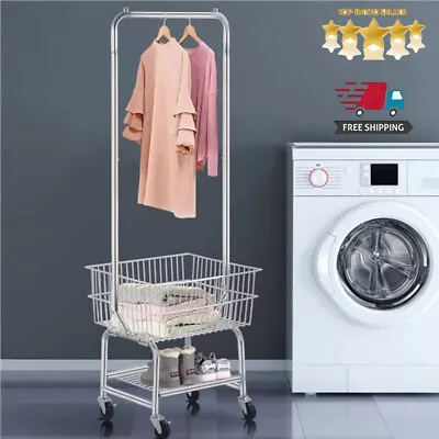 3-Tier Laundry Sorter Basket Stable Rolling Cart Bottom Shelf Lightweight Sturdy • $73.60