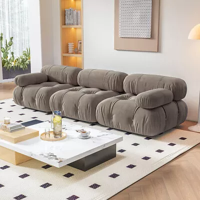 B&B Italia Modular Sofa 3 Seater Modern Sectional Sofa Grey Velvet Living Room • $2699