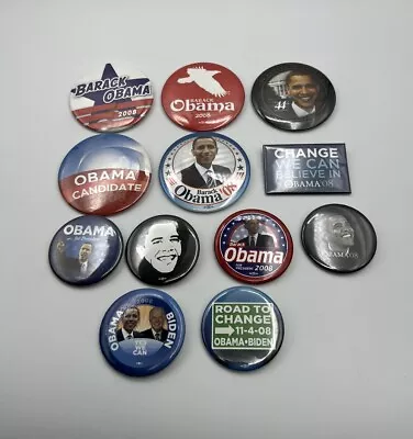 Lot 12 2008 Presidential Campaign Barack Obama Biden Round Pinback Button Pin • $9.98