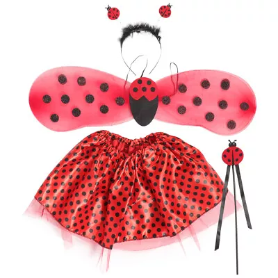  1 Set Ladybug Headband Decorative Headband Ladybug Wand Ladybug Wing Tutu Skirt • £11.95