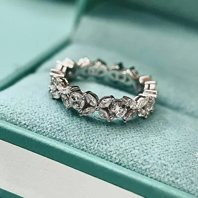 2 Ct Round Diamond Lab Created 14K White Gold Plated Full Eternity Wedding Ring • $139.99