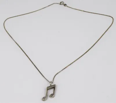 IFS Sterling Silver 925 Musical Music Note Pendant Necklace • $20