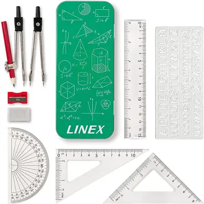 £5.99 • Buy School Maths Set 10PCS Geometry Set Tin Compass Pencil Divider Ruler Protractor