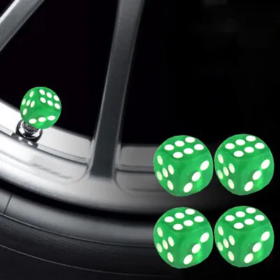 4x Green Dice Auto Wheel  Valve Stem Tire Caps For Car Bike Truck Dust Cap Cover • £3.26