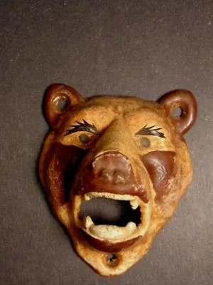 Vintage Cast Iron Painted Bear Head Wall Mounted Bottle Opener • $76