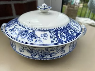 Hancock And Sons Sherwood Vintage Lidded Serving Dish Blue White • £40