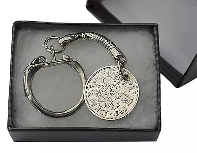 Coin Keyring - British Sixpence Keyring Choice Of Year 1920-1967 Birthday • £4.99