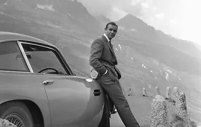 Sean Connery Photo James Bond Standing Beside His Aston Martin Cool Black &White • £4.95