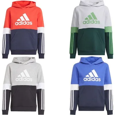 £23.75 • Buy Adidas Kids Boys Hoodies Hoody Colorblock Fleece Cotton Hoodie Sweatshirt Top