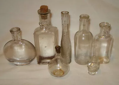 $5 • Buy Vintage Crystal Clear Glass Spiral Swirl Miniature Pinched Sides Stopper Bottles