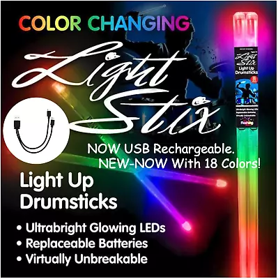 Marching Bad 6 Pack Color Changing LED Drum Sticks USB NEW Now USB Rechargeable! • $100