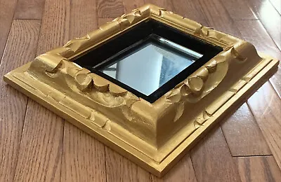 VINTAGE Mid Century Hand Carved Mexico Picture Frame Mirror Gold Gilt 14” X 12” • $25