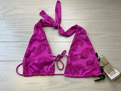 VIX Paula Hermanny Paisley Halter Bikini Top Women's Size L Pink NEW MSRP $96 • $38.40