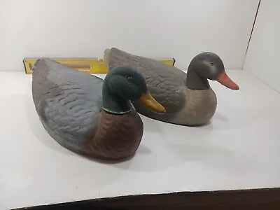  Magnum Paper Mache Linimold Duck Decoys Pair Mallard And Drake 18 × 8 • $90