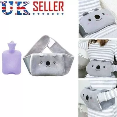 1000ml Hot Water Bottle Bag + Belt Rubber Or Warm Plush Pouch Waist Cover Belts • £8.99