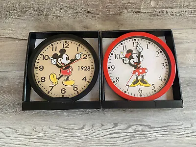 Disney Mickey Mouse & Minnie Mouse  Wall Analog Display 10” Clock Set NIB • $56.99