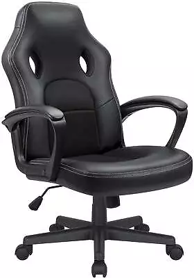 Faux Leather Computer Gaming Chair Office Desk Chair With Lumbar Support Black • $101.32