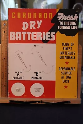 Vintage Store Counter Display Coronado Dry Cell Batteries Battery AD 1950s? • $44.95