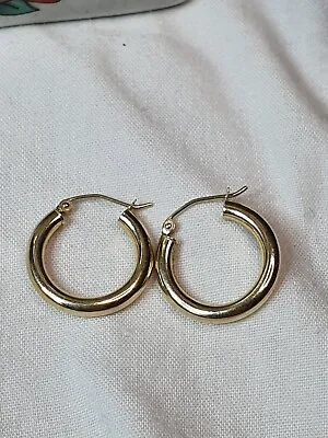 14ct Yellow Gold Hoop Earrings 3/4 Inch Hallmarked • £69.99