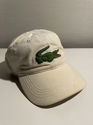 Lacoste Big Crocodile Off White/Cream Adjustable Baseball Cap Hat • $30