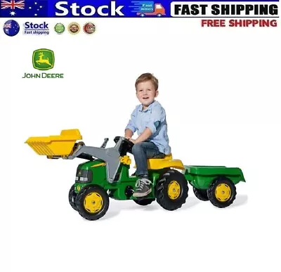 $398.99 • Buy John Deere Pedal Tractor Trailer Loader Ride On Truck Garden Kids Bike Gardening