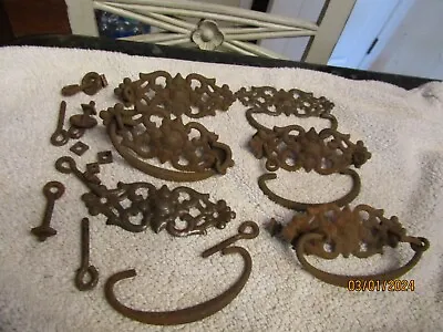 Antique Victorian Age Cast Iron Drawer Pulls Decorative Matching Set Of 6 Restor • $19.99