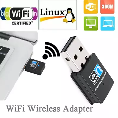 300Mbps Mini USB Wireless-N Wi-Fi Network Adapter For PC Laptop Notebook • $7.27