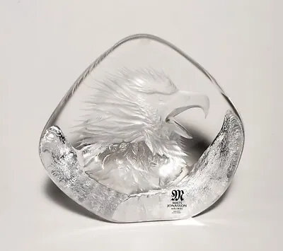 Mats Jonasson 2001 Collectors Society Glass Eagle Sculpture Paperweight Sweden • $7.96