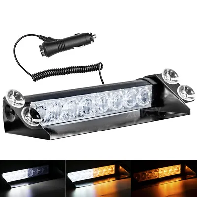 White/Amber  8LED 3 Model Strobe Light Bar Car Windshield Emergency Warning Lamp • $14.99