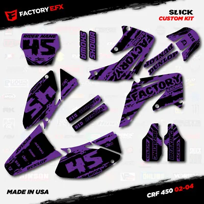 Black & Purple Slick Racing Graphics Kit Fits Honda CRF450R 02-04 Crf 450 Crf450 • $79.99