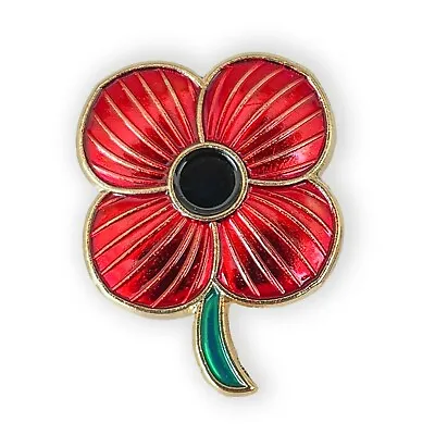 £6.29 • Buy Red Remembrance Enamel Pin Badge | 4-petal Lest We Forget Brooch | Charity