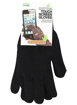Gloves Thermal Winter Warm Mens Ladies Womens Touch Screen Cotton One Size Black • £2.95