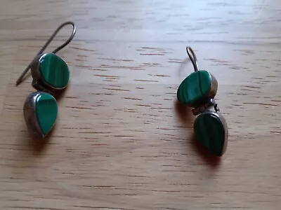 Malachite Earrings 925 Sterling Silver Dangle Drop Earrings Unique Earrings Gift • $6.28