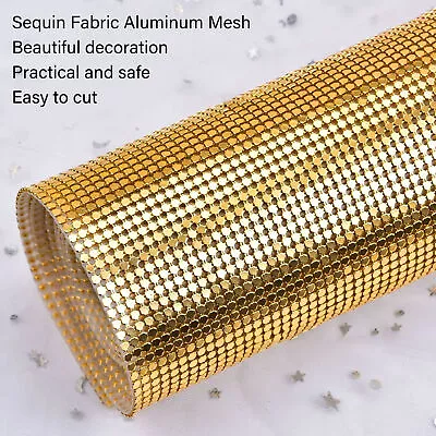 Gold Color Sequin Fabric Aluminum Metal Mesh Aluminum Mesh For Shoe Decor YEK • $35.77