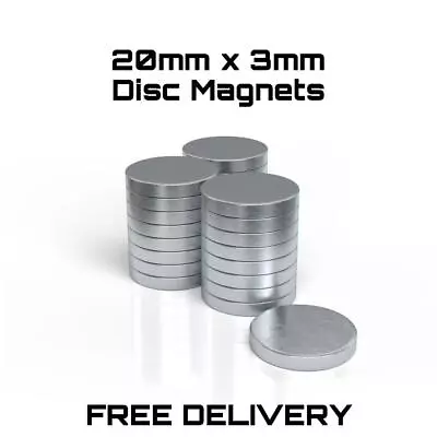 VERY STRONG Neodymium Disc Magnets 20mm X 3mm N42 Rare Earth Magnets UK STOCK • £155.95