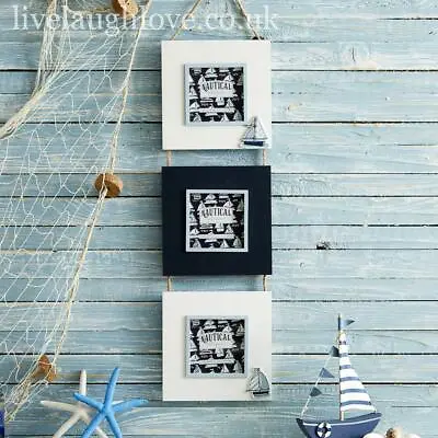 Triple Hanging Nautical Photo Frame With Boat • £11.95