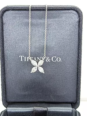 Tiffany Platinum PT950 Necklace Pendant Marquise 0 81CTW 4 Clover Victoria • $1.54