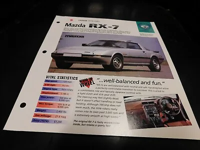 1978-1985 Mazda RX-7 RX7 Spec Sheet Brochure Photo Poster 79 80 81 82 83 84 • $5