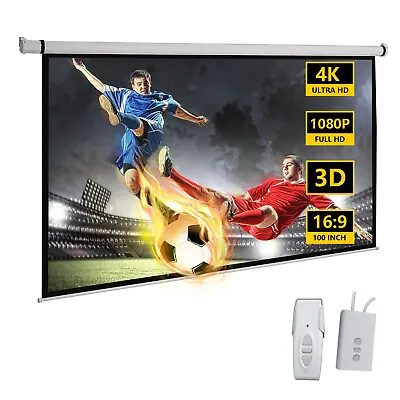 E-Macht 100  16:9 Electric Screen Projection W/Remote Home Theater • $259.99