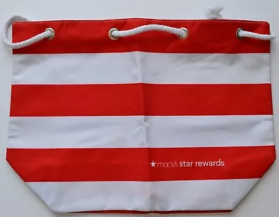 Macy’s Star Rewards Red White Striped Beach Bag Tote Rope Drawstring Cinch • $12