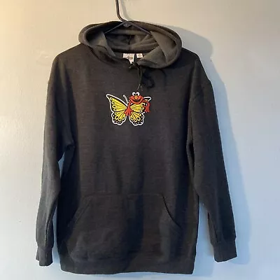 Sesame Street Elmo Butterfly Women's Size Small Hoodie Black Embroidered Pocket • $12